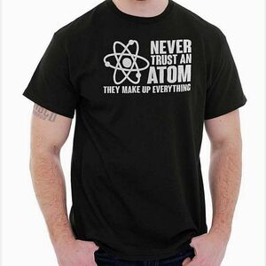 Half It Black Tee with White Atom Graphic and Slogan